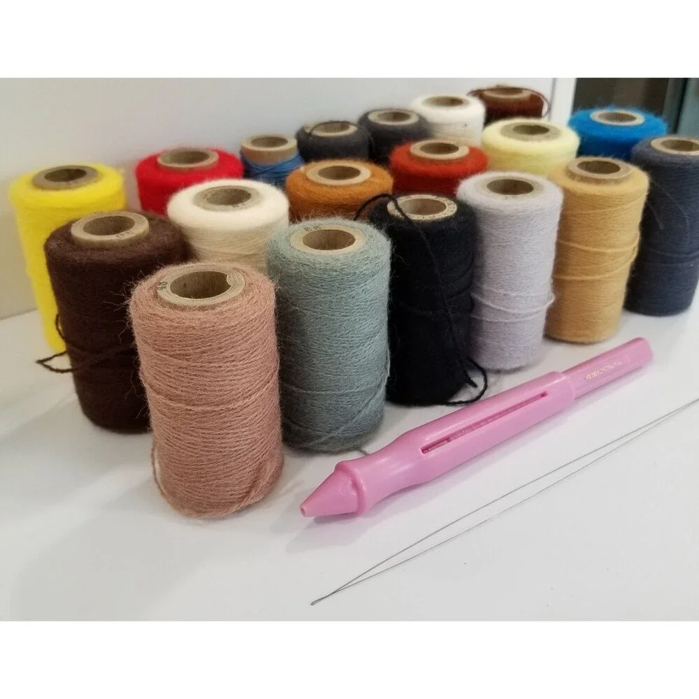 Pretty Punch Embroidery Yarn Lot of 19 Used + Original Punch Needle